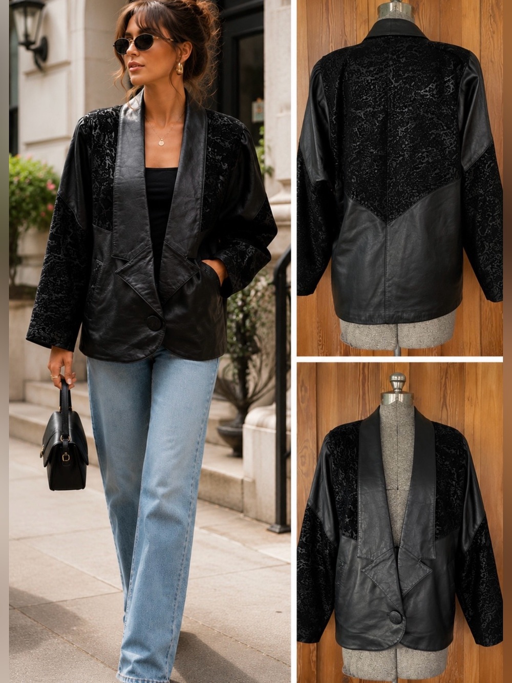 80s Vntg Cassidy Leather Fashions Sculptural Leather & Embossed Suede Sz S💛